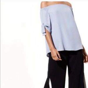 Babaton Light Blue Off the Shoulder Blouse